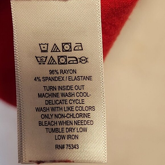 Jones New York Short Sleeve Blouse Women's M Red Lace-Up Shoulder Casual Office - Picture 6 of 8